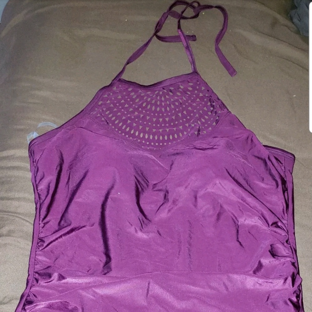 Merona Womens Laser Cut High Neck Swimsuit